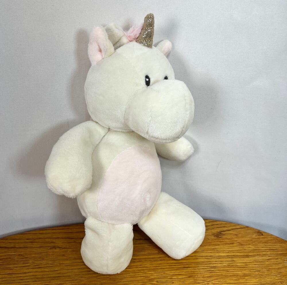 Cuddle White Unicorn Plush Clip-On Toy With Rattle Kelly Baby 10" Crinkly Soft